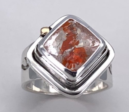 Hematoid/Orange Quartz Silver Ring