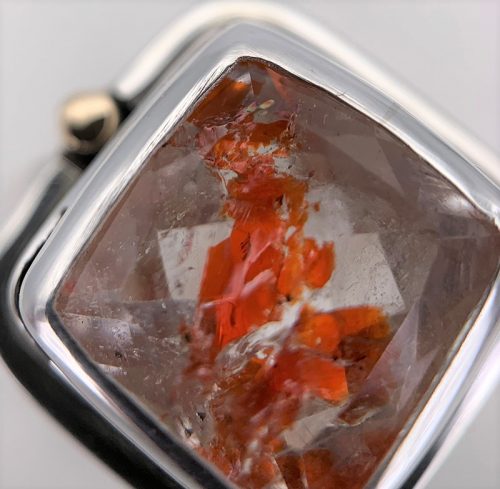 Hematoid/Orange Quartz Silver Ring