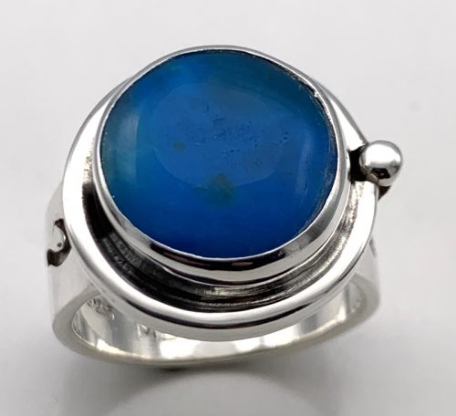 Blue Peruvian Opal Silver Ring