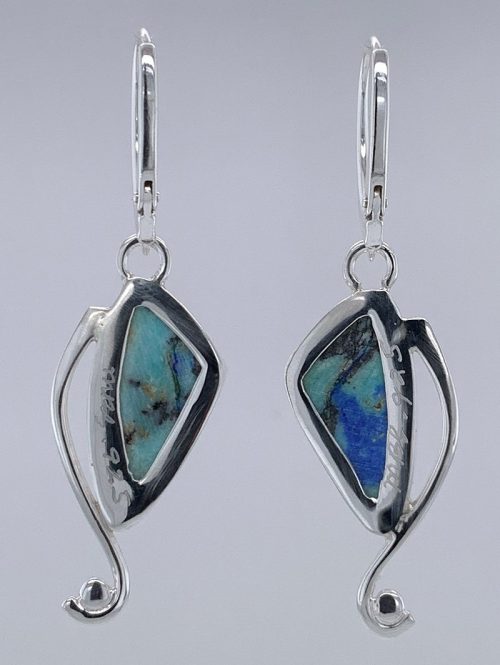 Chrysacola/Azurite and Turquoise Silver Pendant and Earrings