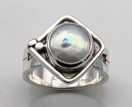 Coin Pearl Silver Ring