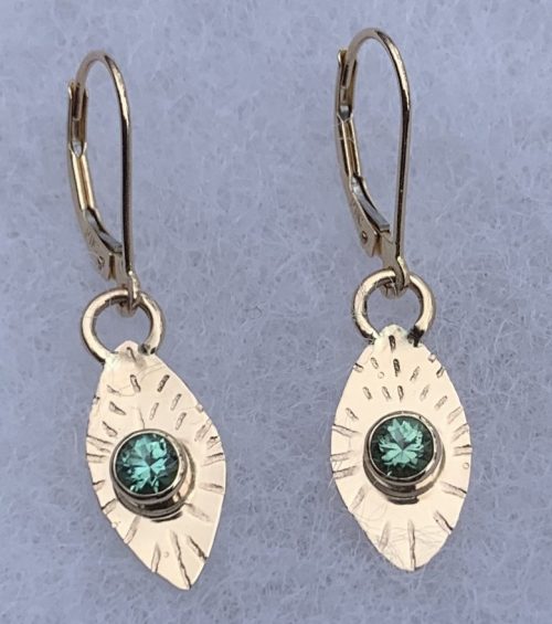 Green Tourmaline Gold Earrings