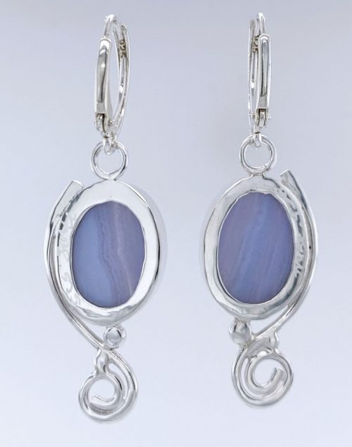 Blue Lace Agate Silver Earrings