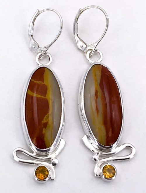 Mookite and Citrine Silver Earrings