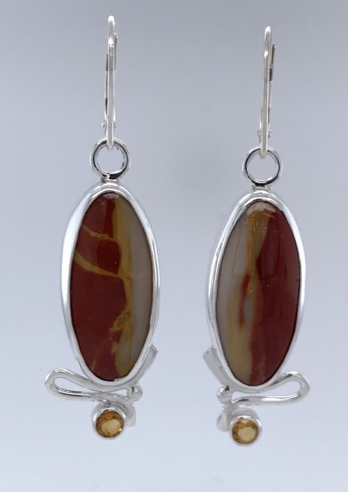 Mookite and Citrine Silver Earrings