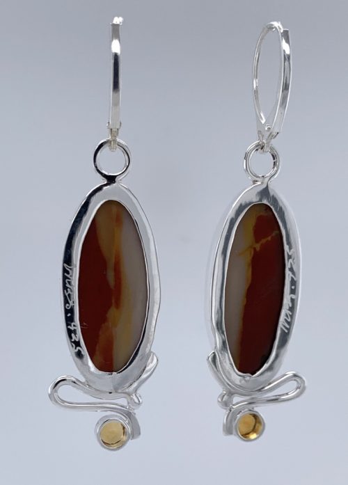 Mookite and Citrine Silver Earrings