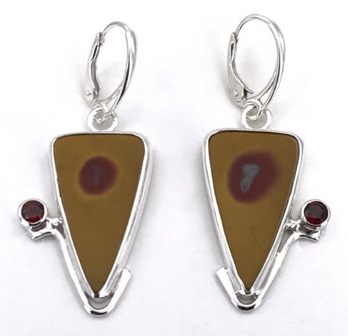 Mookite and Red Garnet Silver Earrings