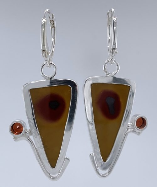 Mookite and Red Garnet Silver Earrings