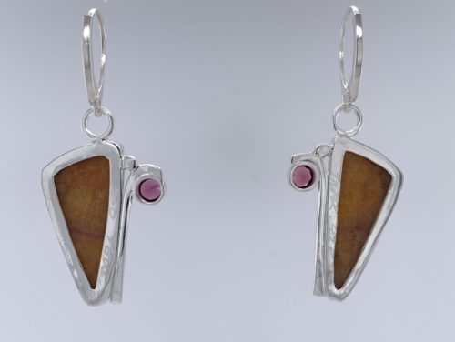 Canary Cancrinite and Garnet Silver Earrings